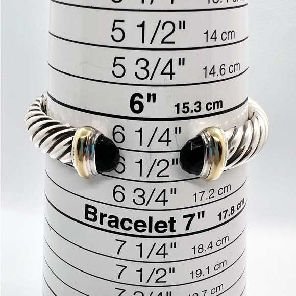 David Yurman Onyx Waverly Cuff Bracelet With Gold - Picture 8 of 8